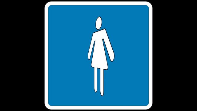 Pointer female toilet on a blue background.