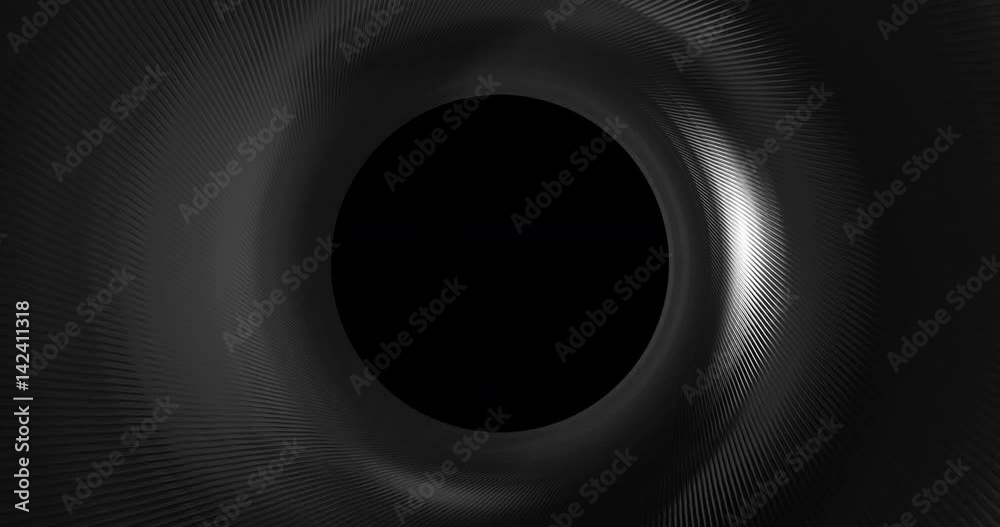 Poster abstract 4k circular background loop of steel and light for motion graphic. animation rotation of ra