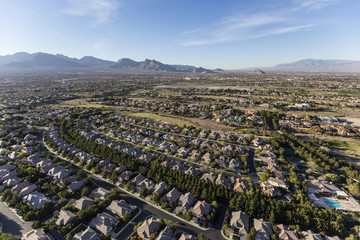 Aerial view of residential neighborhood in northwest Las Vegas, Nevada.