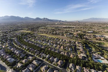 Poster Aerial view of residential neighborhood in northwest Las Vegas, Nevada. © trekandphoto