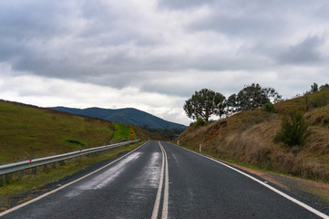 Australian rural road on overcast day