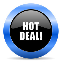 Hot deal black and blue web design round internet icon with shadow on white background.