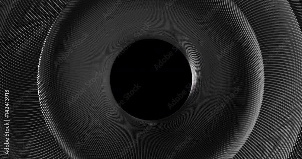Poster abstract 4k circular background loop of steel and light for motion graphic. animation rotation of ra