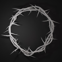 Crown of Thorns 3D Rendering Centre From Above Empty Space Dark Background © natanaelginting