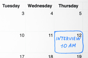 Job interview date on calendar