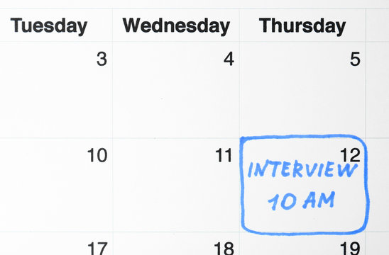 Job interview date on calendar