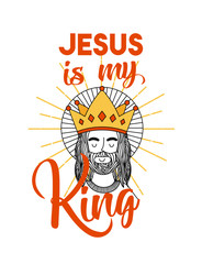 jesus christ man with crown over white background. colorful design. vector illustration