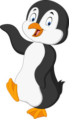 Cute penguin cartoon waving