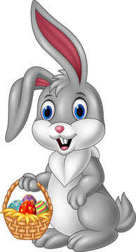 Cartoon rabbit holding an easter basket