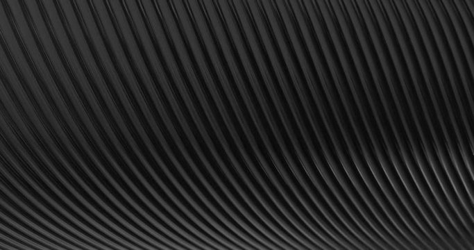 Abstract 4K background seamless loop of steel curves and texture with reflection of animated light and environment. 3D model of metal,  metallic technologies and industrial metal, reflecting light.