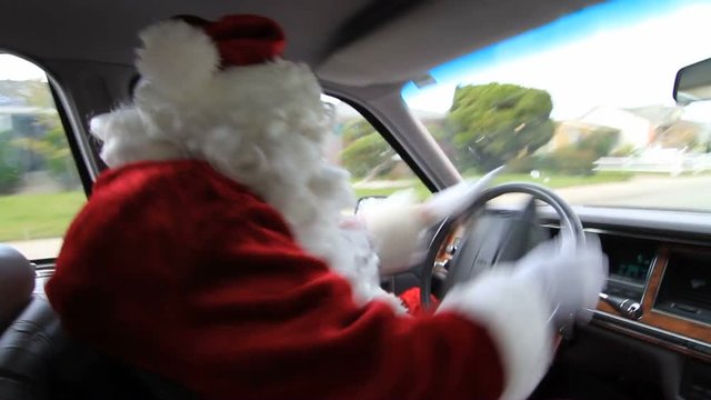 Santa claus driving angrily. Santa claus driver in road rage mode