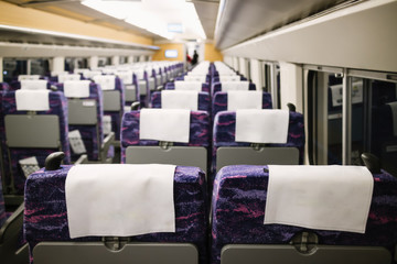 Blank space of chair back, Inside high speed train compartment