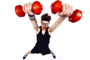 guy with dumbbells