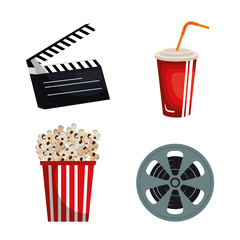 cinema entertainment flat icons vector illustration design