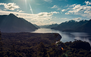 Fototapeta premium Lake in long valley, Barilche, Argentina