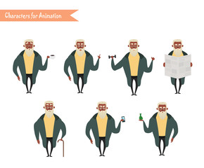 Fototapeta premium Funny African American grandpa cartoon.