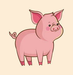 cute pig wildlife image vector illustration eps 10