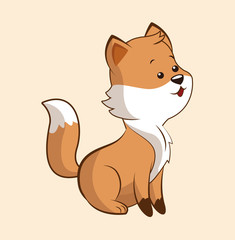 cute fox wildlife image vector illustration eps 10