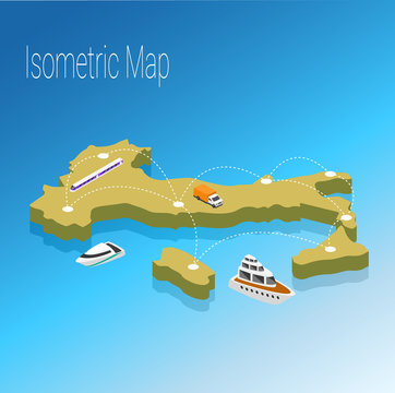 Map Italy isometric concept.