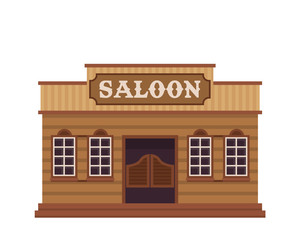 Modern Flat Commercial Business Building - Cowboy Bar Saloon Cafe