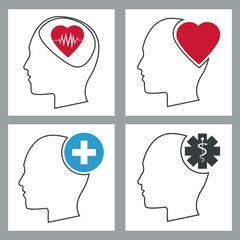 collection human head brain healthcare medical vector illustration eps 10