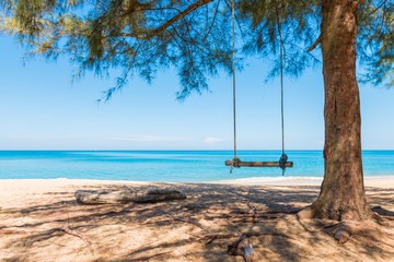 Swing at tree on the sand tropical beach