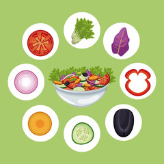 bowl salad vegetables meal diet vector illustration eps 10