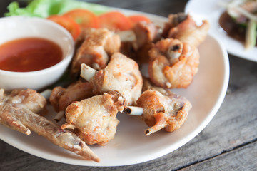 Traditional fried chicken on dish