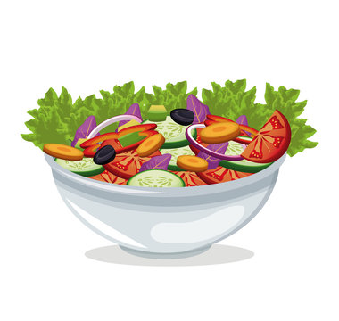 bowl salad vegetables harvest vector illustration eps 10