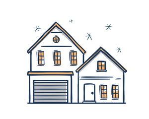 Modern House Renovation Sketch Logo