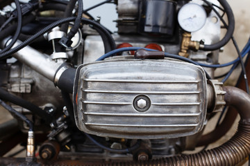 Motorcycle engine cylinder closeup