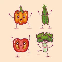 Fotobehang fresh vegetable funny character vector illustration design © Gstudio