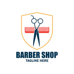barber shop logo with text space for your slogan / tagline, vector illustration