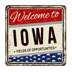 Welcome to Iowa  vintage rusty metal sign