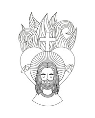 Fototapeta premium jesus christ man and sacred heart icon over white background. vector illustration
