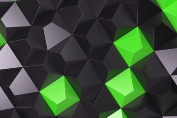 Pattern of black and green pyramid shapes