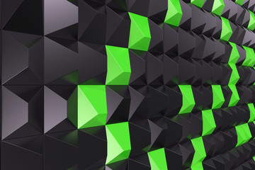 Pattern of black and green pyramid shapes