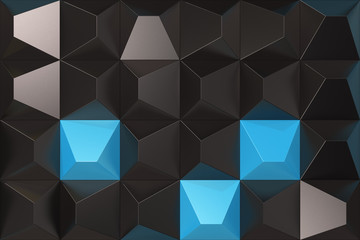 Pattern of black and blue pyramid shapes