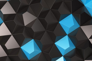 Pattern of black and blue pyramid shapes