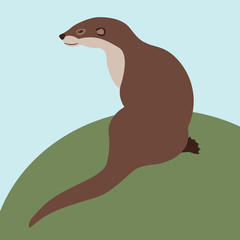 otter vector illustration style Flat side profile