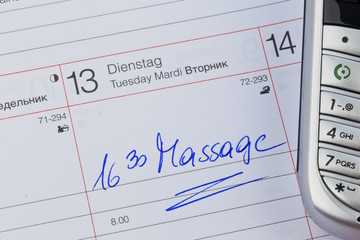 Eintrag im Kalender: Massage