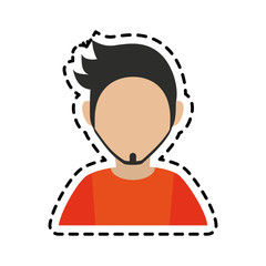 faceless man with dark hair goatee icon image vector illustration design 