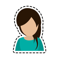 faceless woman with long dark hair icon image vector illustration design 