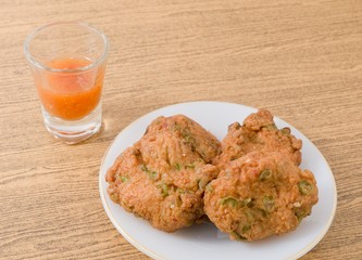 Thai Fish Cakes Served With Sweet Spicy Sauce