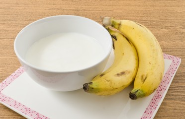 Bowl of Homemade Yoghurt with Organic Banana