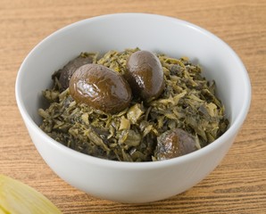 Bowl of Delicious Chopped Chinese Pickled Cabbage
