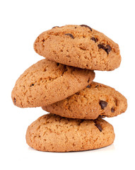 Fototapeta na wymiar Oatmeal cookies with chocolate isolated on white background