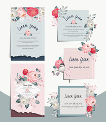 Vector illustration set of hand drawn cards for wedding, anniversary, birthday and party. Design for banner, poster, card, invitation, brochure and scrapbook