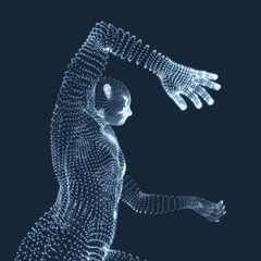 Fototapeta premium 3D Model of Man. Human Body. Design Element. Vector Illustration.