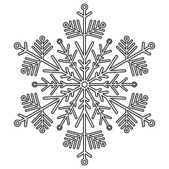 Round snowflake. Abstract winter black and white ornament